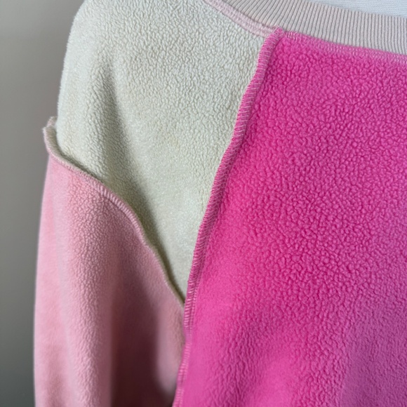 Hot Pink/Pale Pink Raw Hem Oversized Sweatshirt - Picture 2 of 5